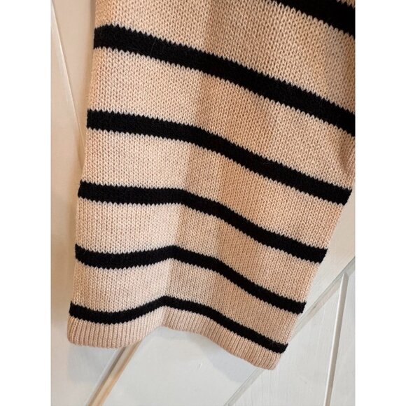 Sadie & Sage Cream Black Stripe Lace up Pullover Sweater Womens Size Large - Picture 3 of 8